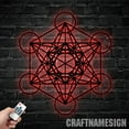 thumbnail image 3 of Craftnamesign Sacred Geometry Metal Wall Art Led Light, Home Meditation Metal Yoga Wall Decor, 3 of 5