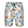 thumbnail image 3 of Adobk Summer Stamp Print Men's Swim Trunks Hawaiian Bathing Suit Swimsuits Beach Shorts with Pockets-Small, 3 of 6