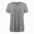 thumbnail image 5 of Towmus Plus Size Tops For Women Loose Casual Solid Color Pullover V Neck Short Sleeve Summer Tshirts Comfy Tees, 5 of 5