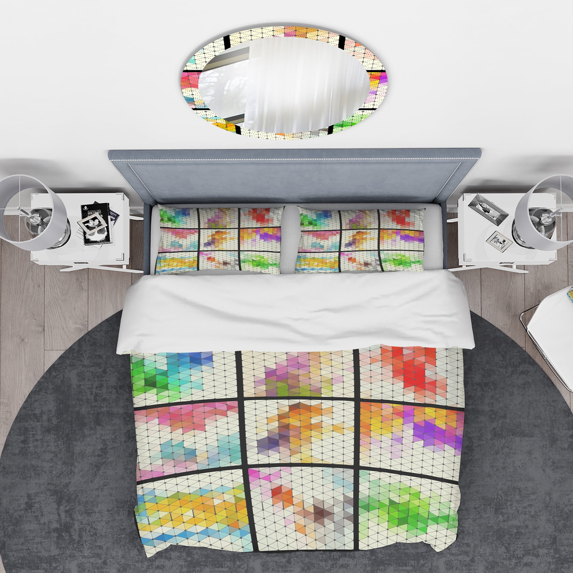 Designart 'Compilation of Triangular Geometry' Modern & Contemporary Duvet Cover Set
