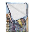 thumbnail image 2 of City Old Houses Soft Flannel Fleece Throw Blanket, Colorful Traditional French Houses River Lauch in Petite Venise Colmar, Cozy Plush for Indoor and Outdoor Use, 50" x 60", Multicolor, by Ambesonne, 2 of 5