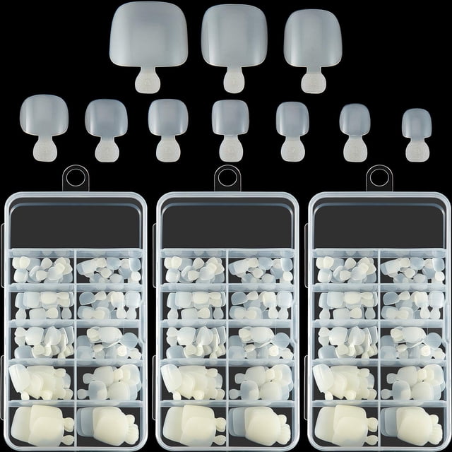 300 Pieces Fake Toenail Tips Acrylic False Toenails Full Cover Artificial French Toenails with Box for Nail Salons and DIY Foot Decoration Manicure Tools-Natural Color