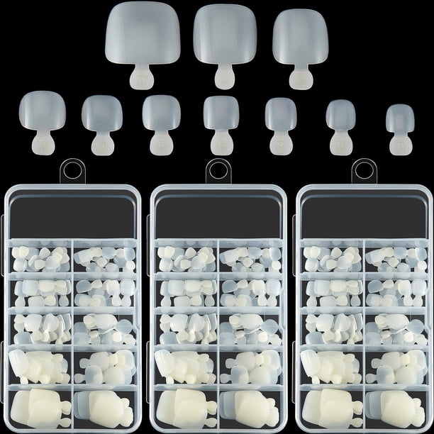 300 Piezas Puntas de Uñas Postizas de Acrílico Uñas Postizas de los Pies Uñas Francesas Artificiales de Cubierta Completa con Caja para Salones de Uñas y Herramientas de Manicura para Decoración de