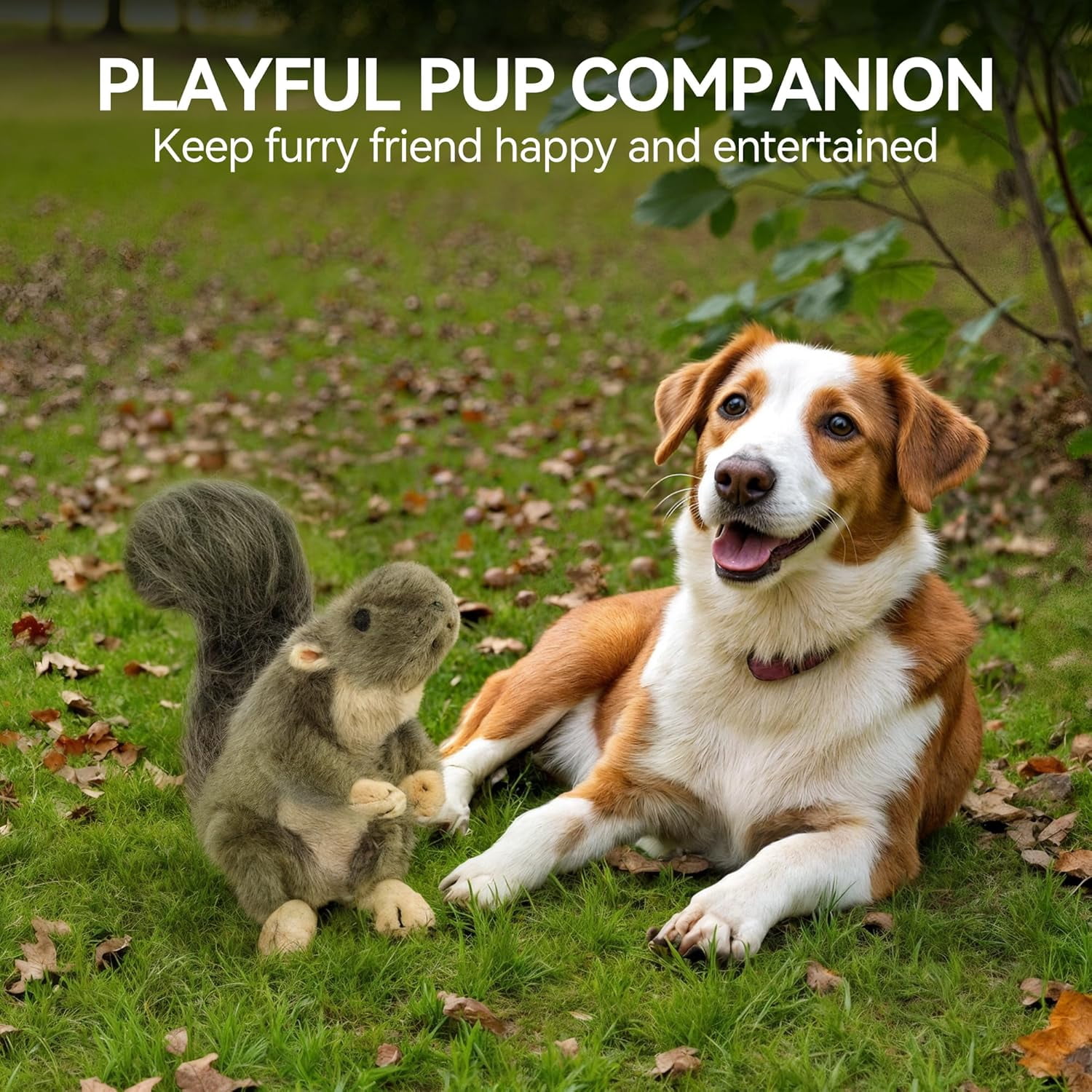 Interactive Dog Squirrel Plush Squeaky Toy - Perfect Puppy Enrichment Toy, Large