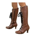 thumbnail image 3 of Guttear Women Vintage Victorian Boots 70s Lace up Ankle Boots Mid Heel Witch Granny Booties Shoes Cone Heel Zipper Almond Toe, 3 of 9