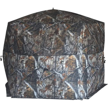 THUNDERBAY Gobbler Lodge 5-Side Hunting Blind 4 Person Ground Blind for Deer Hunting 300D Oxford Fabric Deer Blind JX Hardwood Camo Pattern