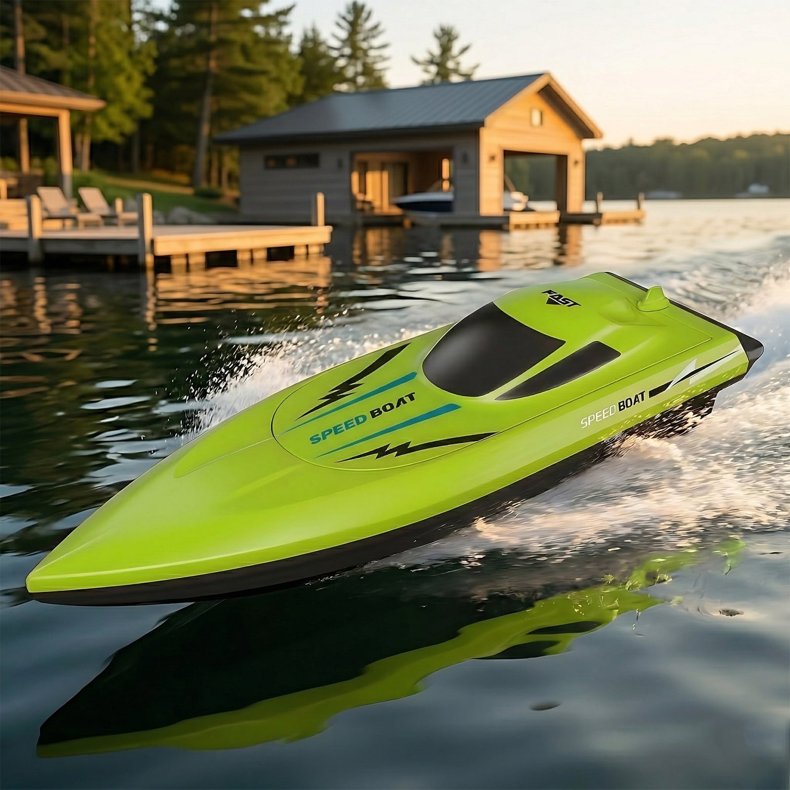 RC Speedboat, Funtogether Toys, MS300 with Dual Motors, 2.4GHz Waterproof Racer for Pools & Lakes, Gift for Kids