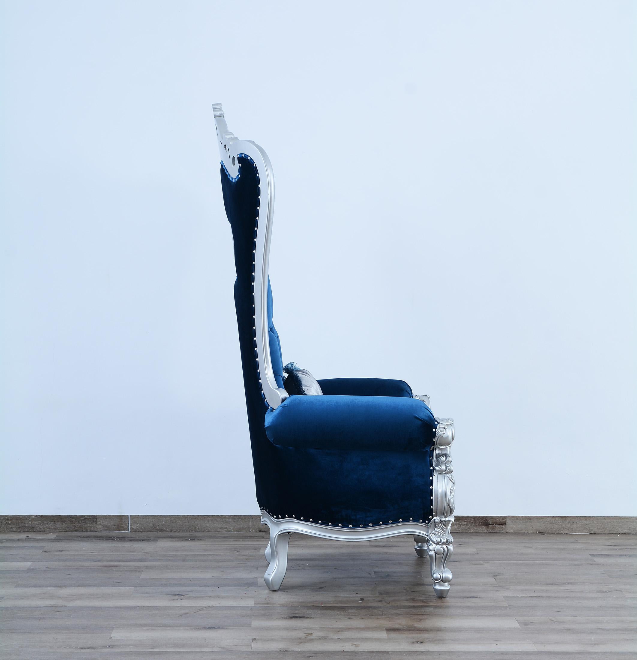 Elinor velvet sapphire online channel back chair