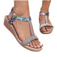 thumbnail image 4 of Summer Plus Size Casual Women's Elastic Beach Wedge Sandals Summer Sandals Blue 38, 4 of 8