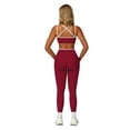 thumbnail image 2 of IBTOM CASTLE Two Piece Workout Sets for Women Color Block Strappy Sports Bra High Waist Leggings Yoga Pilates Outfits Cherry Red, 2 of 7