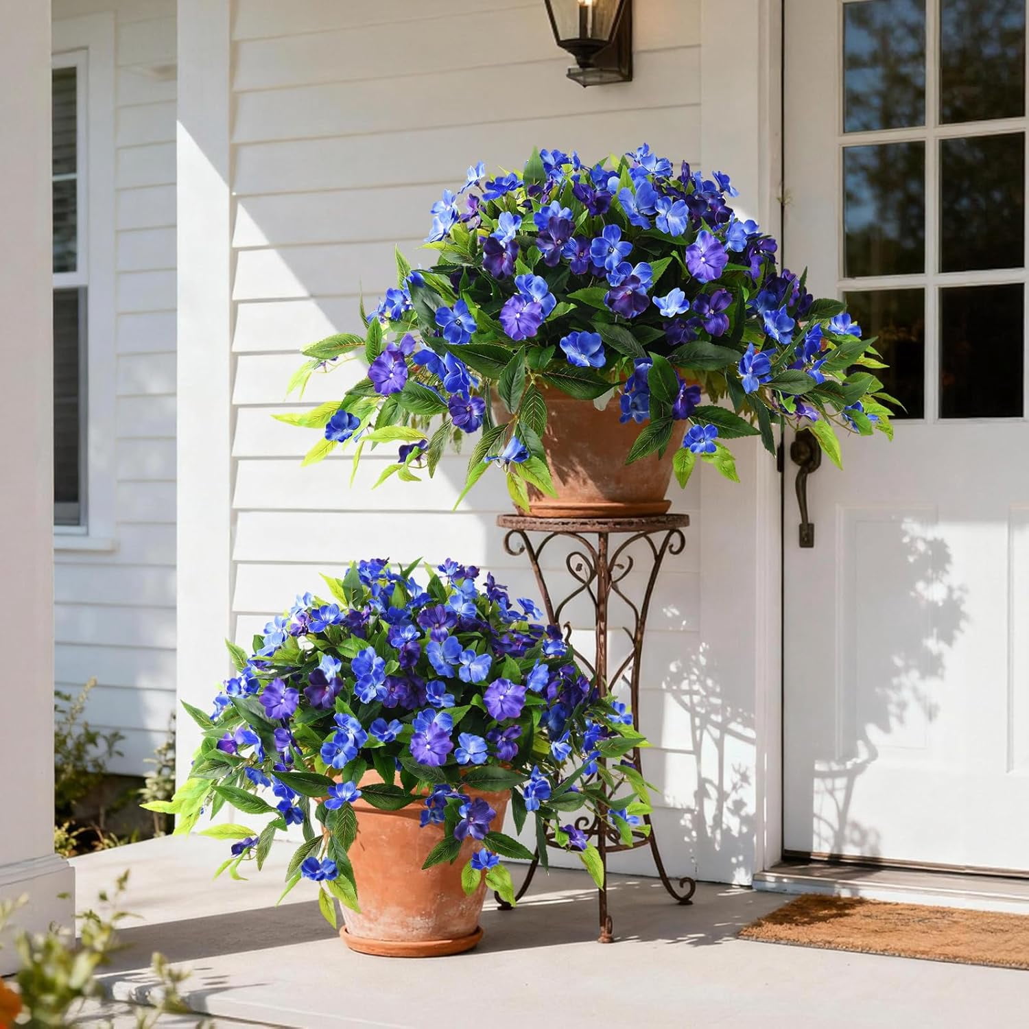 Hommyea Artificial Fake Hanging Flowers Plants Basket for Outdoors Outside Decoration UV Resistant Faux Silk Flowers Look Real Plastic Flowers for Spring Planters Home Porch Patio Garden Decor