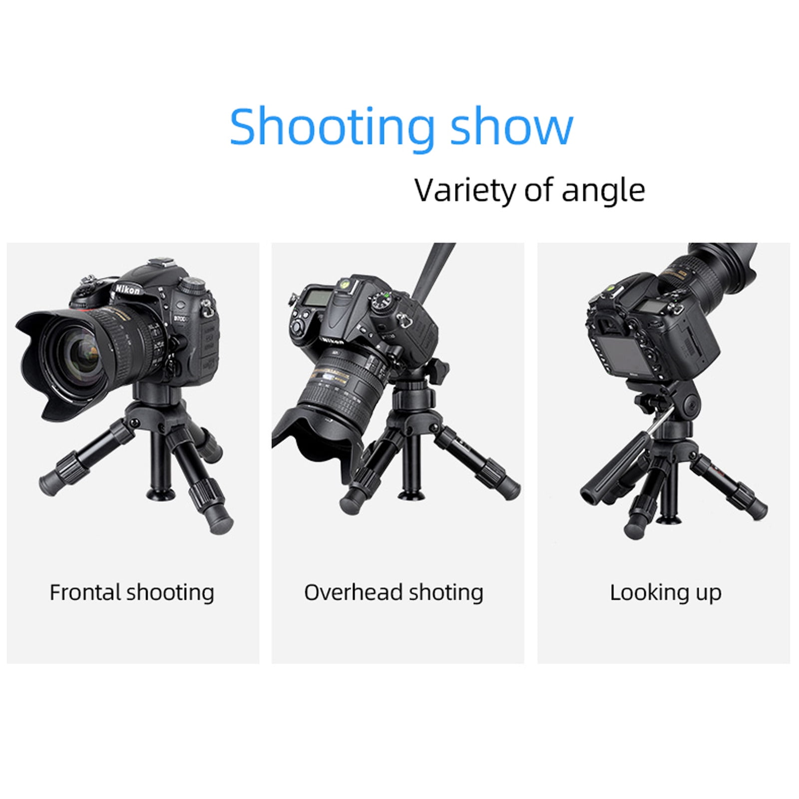 Mini Desktop Tripod Kit with 3-Way Panoramic Head – Portable Aluminum Camera Stand with Phone Holder, 360° Rotation, Adjustable Height, Compatible with DSLR, Mirrorless, Smartphone