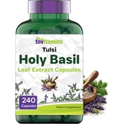 TNVitamins Holy Basil Capsules 1600 Mg, Tulsi Dietary Supplement Adaptogen Herbal Formula for Daily Wellness Balance Relaxation for Men and Women, Count 240