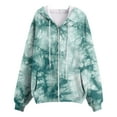 thumbnail image 5 of zaveiop Zip up Hoodies for Women Tie-Dye Acid Wash Oversized Sweatshirt Fall Fashion Jacket Cute Y2k Winter Teen Girls Pullover (Green, XS), 5 of 6