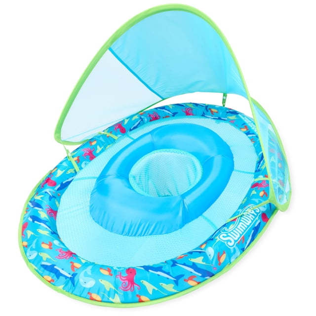 Flotador para piscina para bebé SwimWays Spring Float con toldo, 9-24 meses
