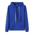 thumbnail image 2 of Leesechin Clearance Women's Hooded Long Sleeve Solid Plush Sweatshirt Medium Length Tops Blue, 2 of 2