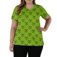 thumbnail image 4 of Womens Scrub Tops with V Neck Short Sleeve Grinch Printed, Lightweight and Breathable Chirstmas Medical Scrubs for Nurses Green 4XL, 4 of 4