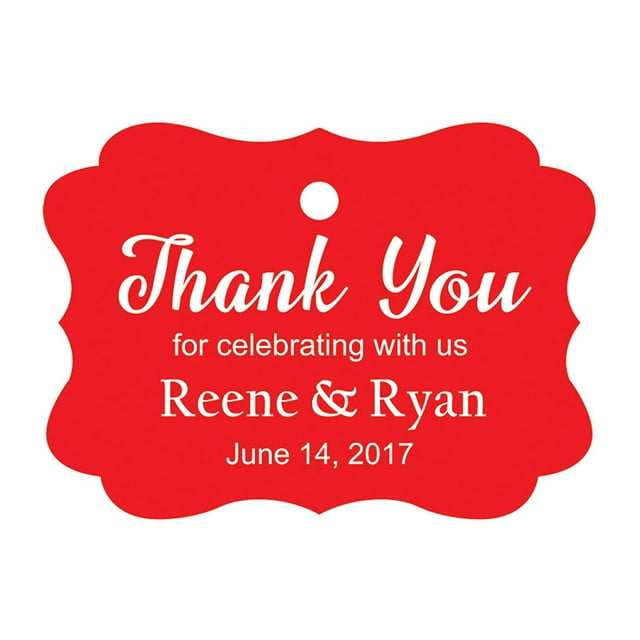 100 PCS Custom Wedding Favor Hang Tags Thank you for celebrating Personalized Paper Tags