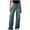 Blue, variant on Women's Solid Color Button Zipper Pockets Length Pants Jeans