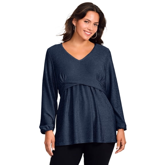 Avenue Women's Plus Size Peplum Shimmer Top
