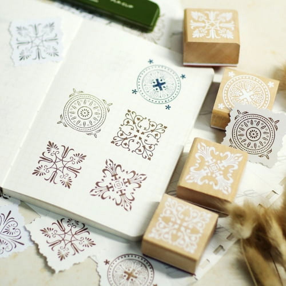 Zayvor Kids Stamps Set, Girls Wooden Rubber Stamp with Ink Pad Colored  Pencil, Holiday Square Craft Stamp for Stamping Scrapbooking Crafting  Booking