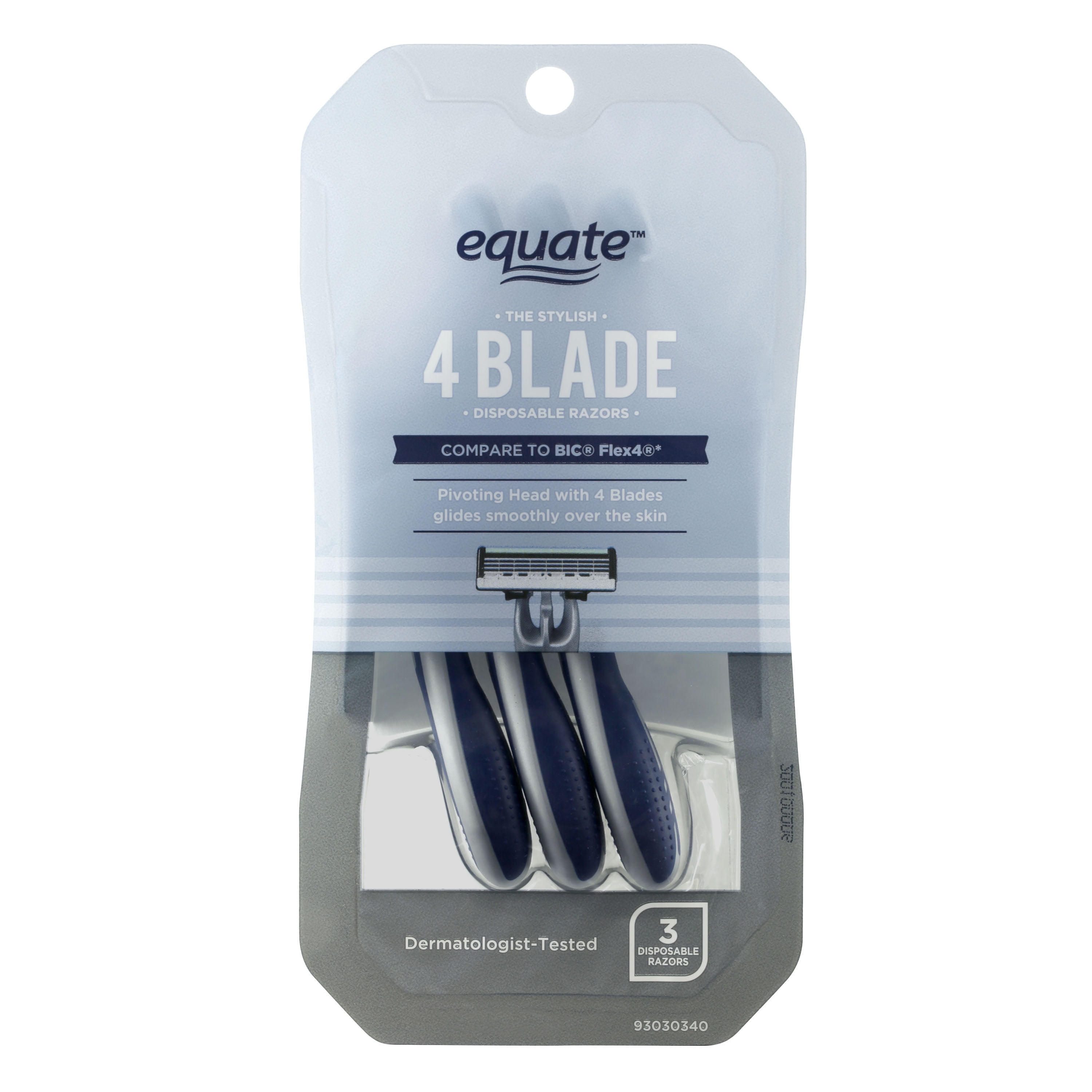 Equate 4Blade Disposable Razors for Men, 3 Count