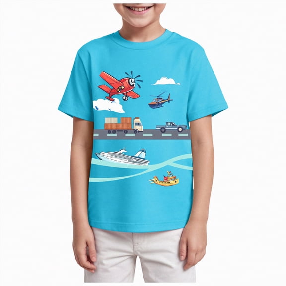 JUMEYU Tshirt Boys Boys Plain Basic Tees Solid Short Sleeve Crewneck T Shirts Teen Boys Summer Clothes Size 13-14 (Sky Blue,13-14 Years)