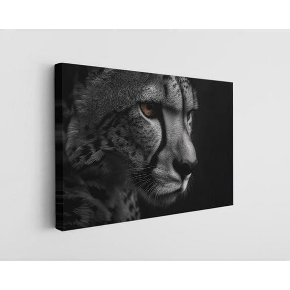 Black and White Cheetah Canvas Wall Art - High-Quality Wildlife Portrait Print - Handcrafted Modern Decor - Stylish Wall Art - Gift for Home or Office
