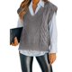 thumbnail image 1 of Suéter con cuello en V para mujer, sin mangas, suéter de punto de gran tamaño, camiseta sin mangas, 1 of 5