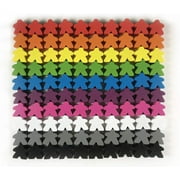 100 Multi-Color Wooden Meeples - Standard Size 16mm