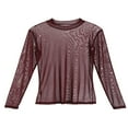 thumbnail image 1 of Women Sheer Fish Net Long Sleeve See-through Solid Casual Tops, 1 of 3