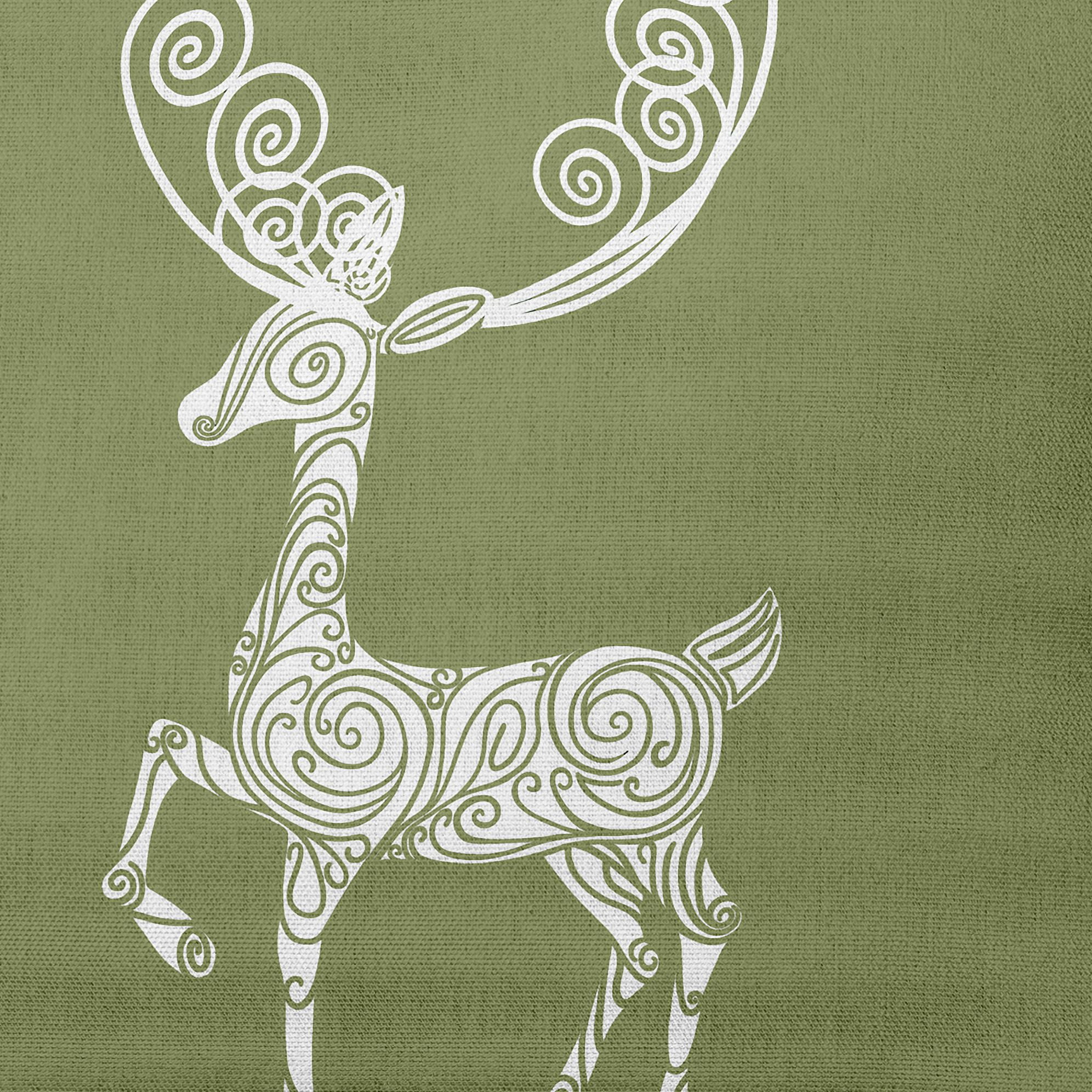 20" x 14" Simply Daisy Fancy Holiday Reindeer Polyester Indoor/Outdoor Pillow, Sage Green (1 Count)