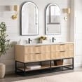 thumbnail image 3 of Vinnova Milagro 72" Wood Bath Vanity with Fish Maw Quartz & Mirrors in Ash/Black, 3 of 6