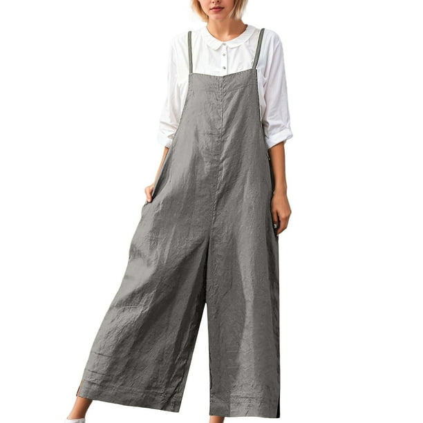 Pantalones con peto oversize para mujer, pantalones con peto, monos, jumpsuit, rompers: diseño con tirantes de verano, poliéster y spandex, colores lisos, tallas S-XXL, ropa para fiestas/playa.