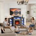 thumbnail image 6 of LGHM 72" Fireplace TV Stand for 75 inch 80 inch TV with Charging Station & LED Lights, Electric Fireplace with Mantel, Farmhouse Entertainment Center with 23" Electric Fireplace, White Brown, 6 of 11