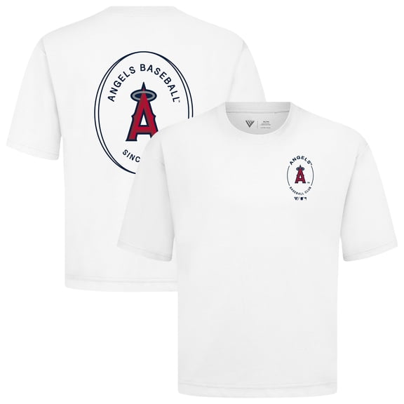 Men's Levelwear White Los Angeles Angels Register Oversized Luxe Signature Knit T-Shirt