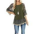 thumbnail image 3 of aturustex Women Top 3/4 Sleeve Floral Boho Patchwork Tunic Blouse Causal Loose Tunic T-Shirt Fall, 3 of 7