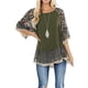thumbnail image 3 of VISgogo Blusa de media manga para mujer, tops holgados de cuello redondo con estampado floral de leopardo, camisa informal de estilo simple VISgogo moda, 3 of 7
