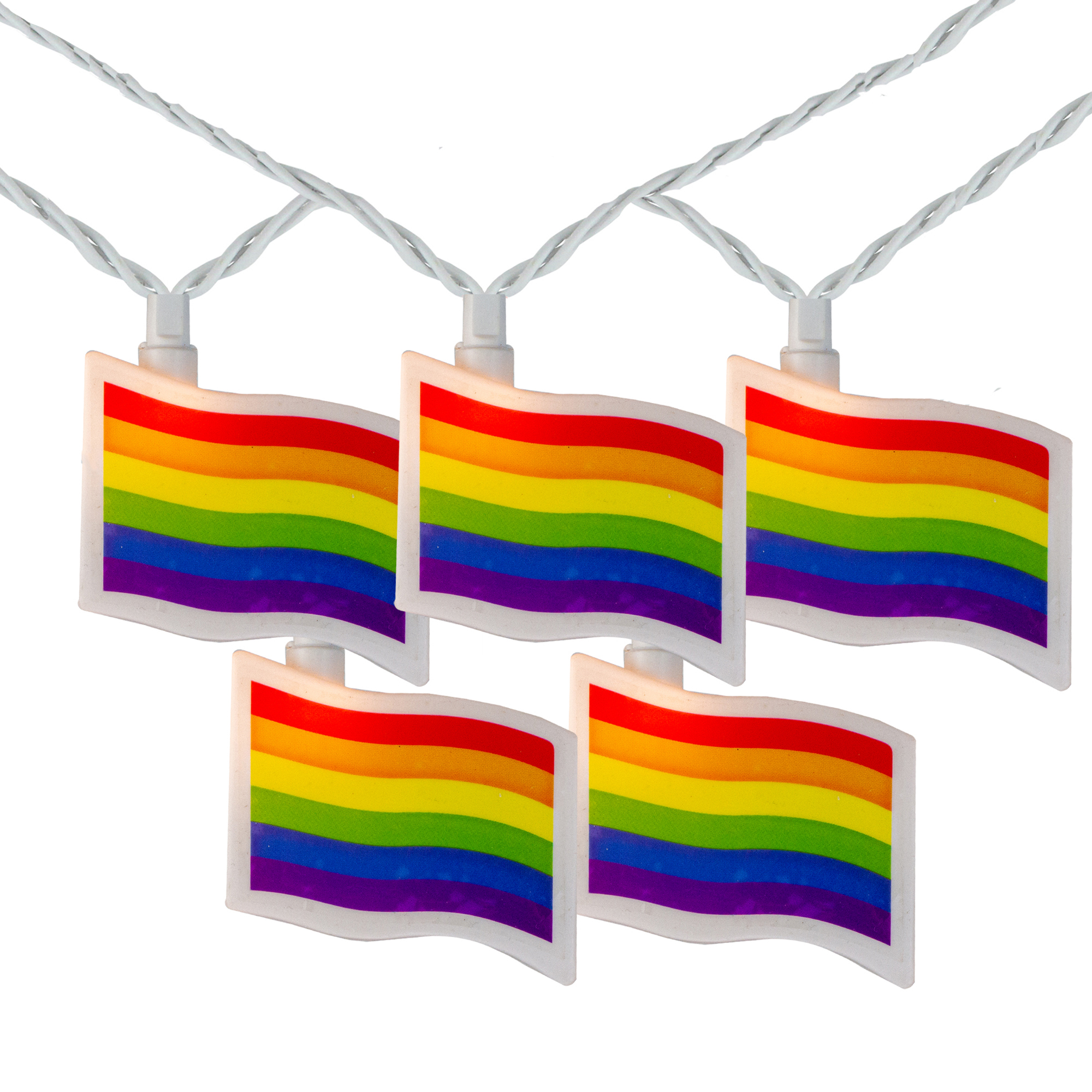 10Count Clear Pride Flag Novelty String Light Set, 7.5ft White Wire