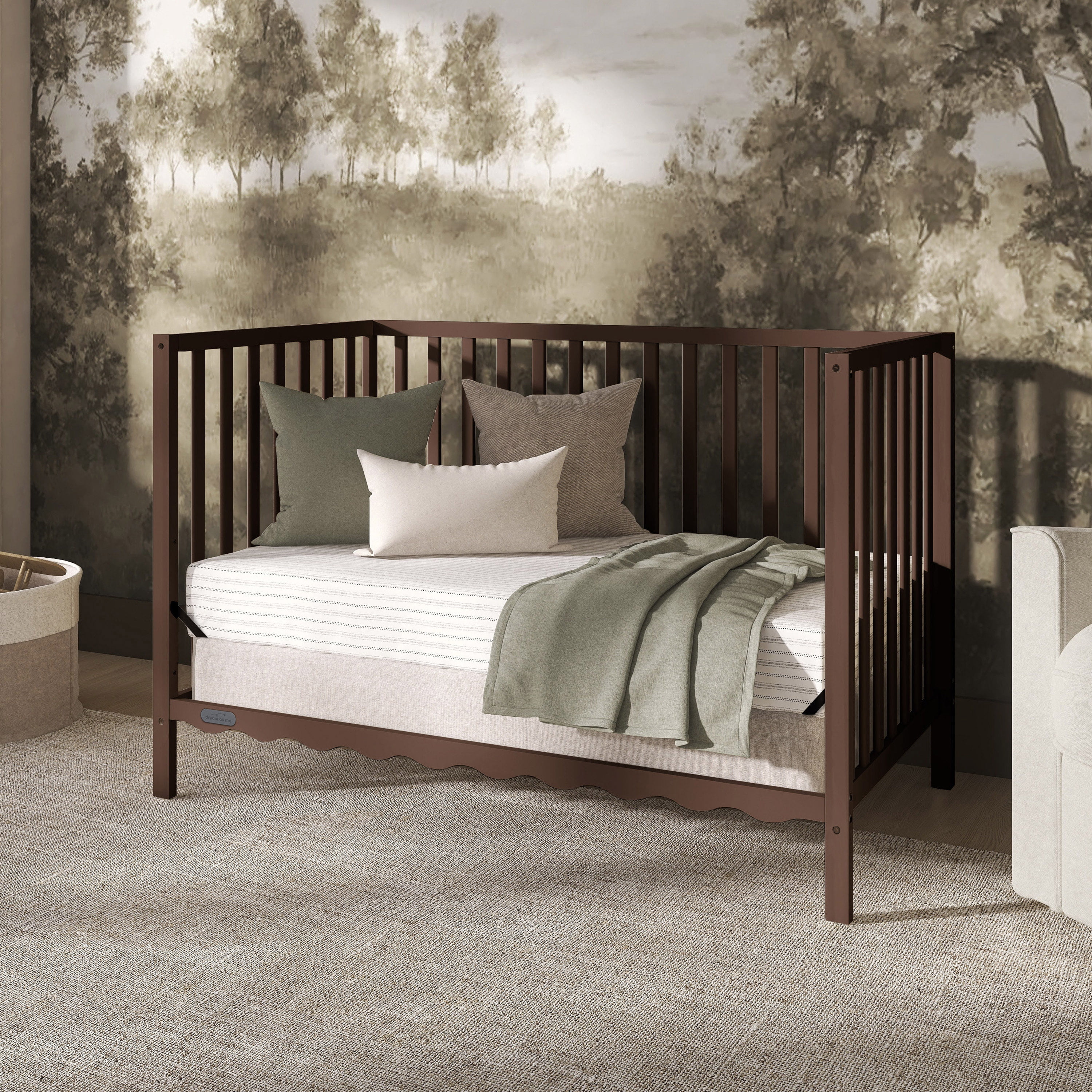 Dream On Me Synergy Wave 5-in-1 Convertible Crib, Walnut