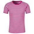 thumbnail image 4 of Wuxian Boys Toddler Carnival Shirt Classic Stripe Print Round Neck Short Sleeve Tee Top Casual Fashionable Comfortable Breathable Raglan Sleeve Relaxed T-Shirt Blouse Basic Tees,Pink,4-5 Years, 4 of 4