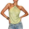thumbnail image 4 of Women Y2k Sequin Floral Tank Top Sparkle Pearl Embellished Cami Top Sleeveless Rhinestone Crop Top Yellow S, 4 of 7