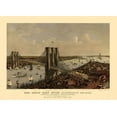 thumbnail image 2 of Currier 32x24 White Modern Wood Framed Museum Art Print Titled - East River Suspension Bridge New York, 2 of 4