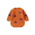 thumbnail image 1 of xiaxaixu Barboteuse Tricotée d'Halloween pour Bébé, Broderie de Citrouille, Col Rond, Manches Longues, Combinaison Chandail, 1 of 9