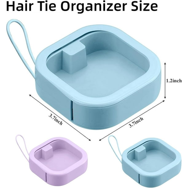 2pcs Hair Tie Organizer Boxes,Small Girls Hair Accessory Organizer for  Travel, Portable Hair Tie Holder Organizer Great Blue&purple 
