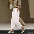 thumbnail image 4 of Hfnxid Women Cargo Pants Loose Fit Stretch Sweatpant Fashion Solid Color Althetic Trouser Boho Fashion Beach Genie Pants Beige S, 4 of 6