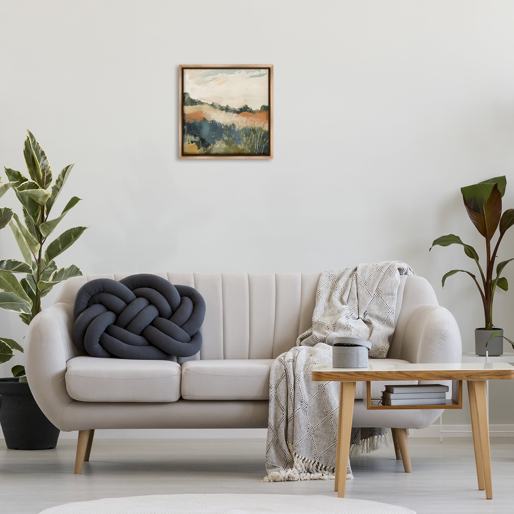 Stupell Industries Abstract Neutral Landscape Landscape & Nature Painting Brown Floater Framed Canvas Art Print Wall Art, 18 x 18