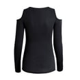 thumbnail image 4 of DHFJKG Long Sleeve Shirts For Women Sexy Hallow Out Off The Shoulder Soft Stretch Slim Fit Lace Up Going Out T Shirts Nightclub Wear Stylish Tops, 4 of 5