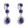 thumbnail image 6 of Clip on 2" gold or silver circle and teardrop stone dangle earrings, 6 of 7