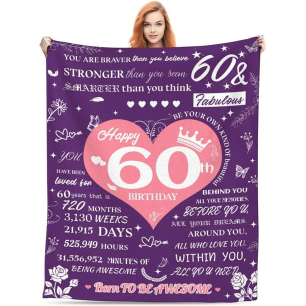LHSHID 60th Birthday Gifts for Women 60 Year Old Gifts for Women 60 Birthday Gifts for Women 60th Birthday Gift Ideas 60th Birthday Gifts Throw Blanket 60"x80"